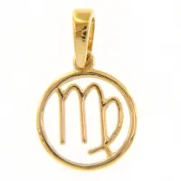 Picture Minimalist Virgo zodiac sign pendant in yellow gold