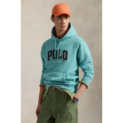 Zdjęcie Polo Ralph Lauren bluza Long Sleeve Sweatshirt męska kolor zielony z kapturem z aplikacją 710959017