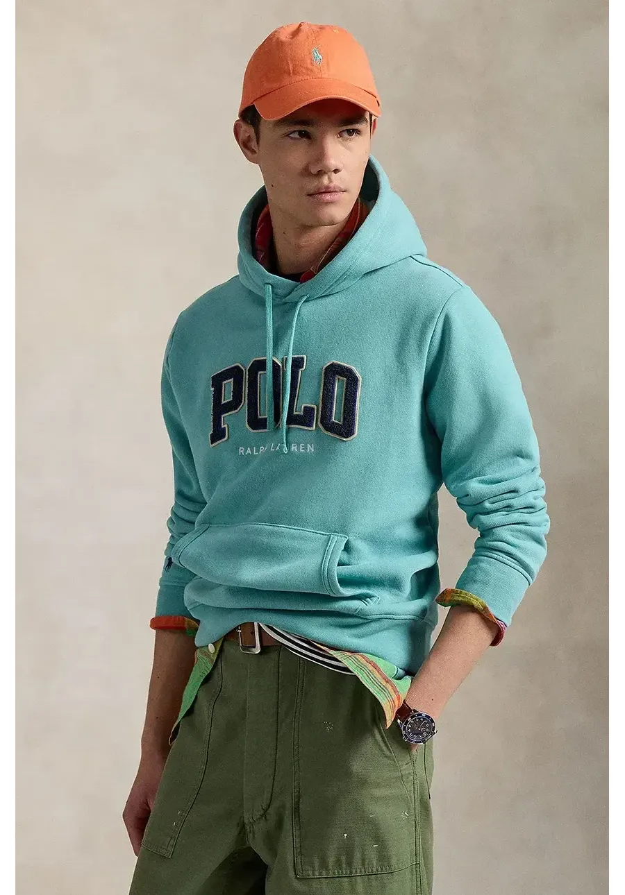 obrazek 1 Polo Ralph Lauren bluza Long Sleeve Sweatshirt męska kolor zielony z kapturem z aplikacją 710959017