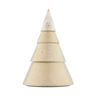 Picture Luxurious porcelain Christmas tree decorated with a geometric, gold motif - Vista Alegre