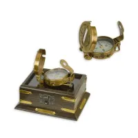 Picture A unique compass made of bronze in a wooden box