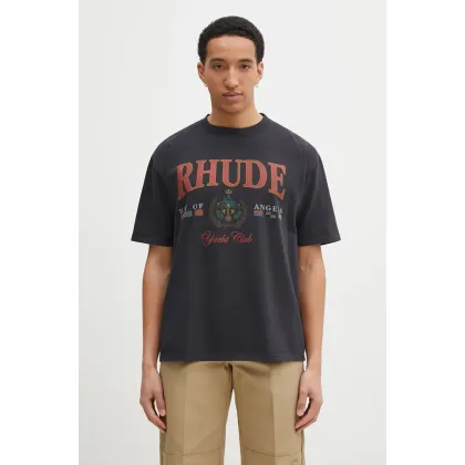 Zdjęcie RHUDE t-shirt bawełniany Bay Of Angels męski kolor szary z nadrukiem RHPS25TT01012