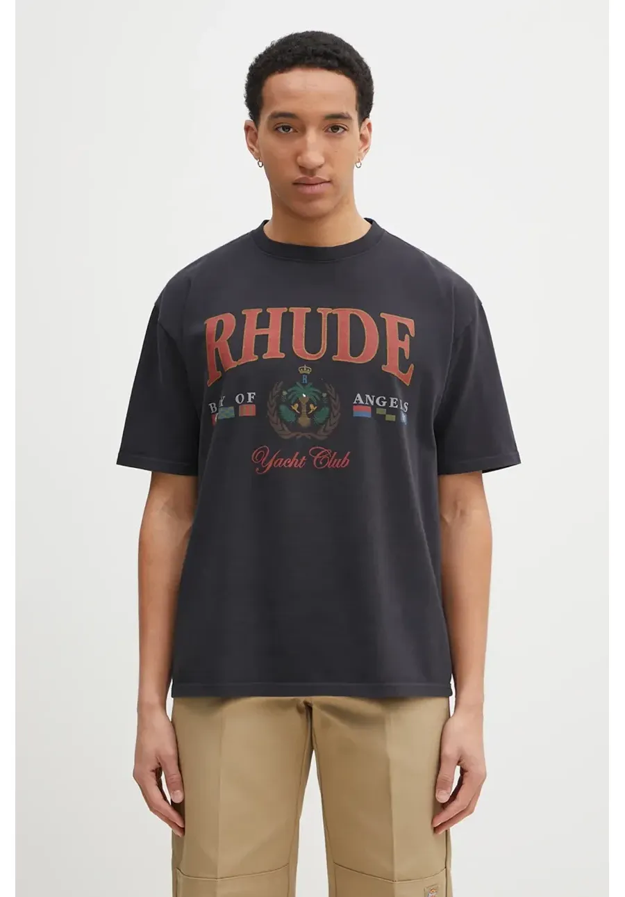 obrazek 1 RHUDE t-shirt bawełniany Bay Of Angels męski kolor szary z nadrukiem RHPS25TT01012