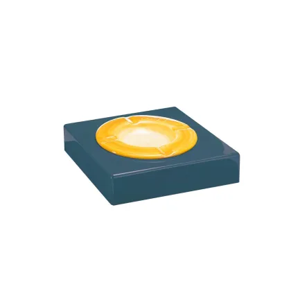 Picture Luxurious ashtray made of wood and hand-painted ceramics for the living room