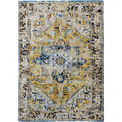 Zdjęcie Prestiżowy żółto niebieski dywan klasyczny - AMIR GOLD 8704