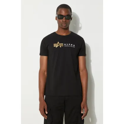 Zdjęcie Alpha Industries t-shirt bawełniany Label kolor czarny z nadrukiem 118502FP 03 118502FP.03-CZARNY