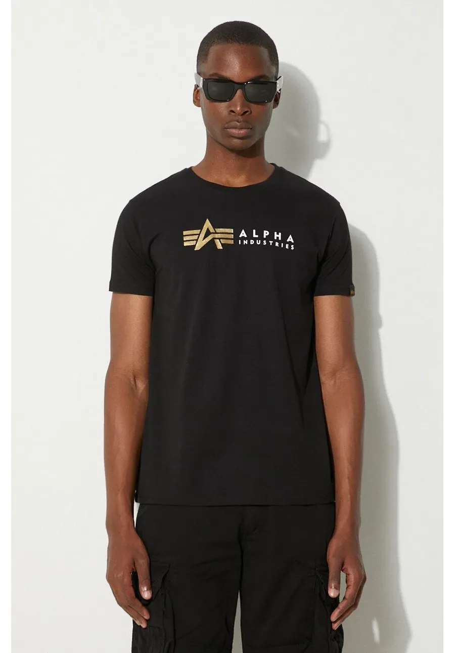 obrazek 1 Alpha Industries t-shirt bawełniany  Label kolor czarny z nadrukiem 118502FP 03 118502FP.03-CZARNY