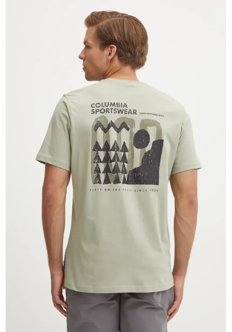 obrazek 1 Columbia t-shirt bawełniany Explorers Canyon męski kolor zielony z nadrukiem 2036451.