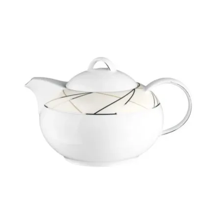 Picture A white porcelain tea kettle decorated with a beautiful pattern in a modern style - Tettau