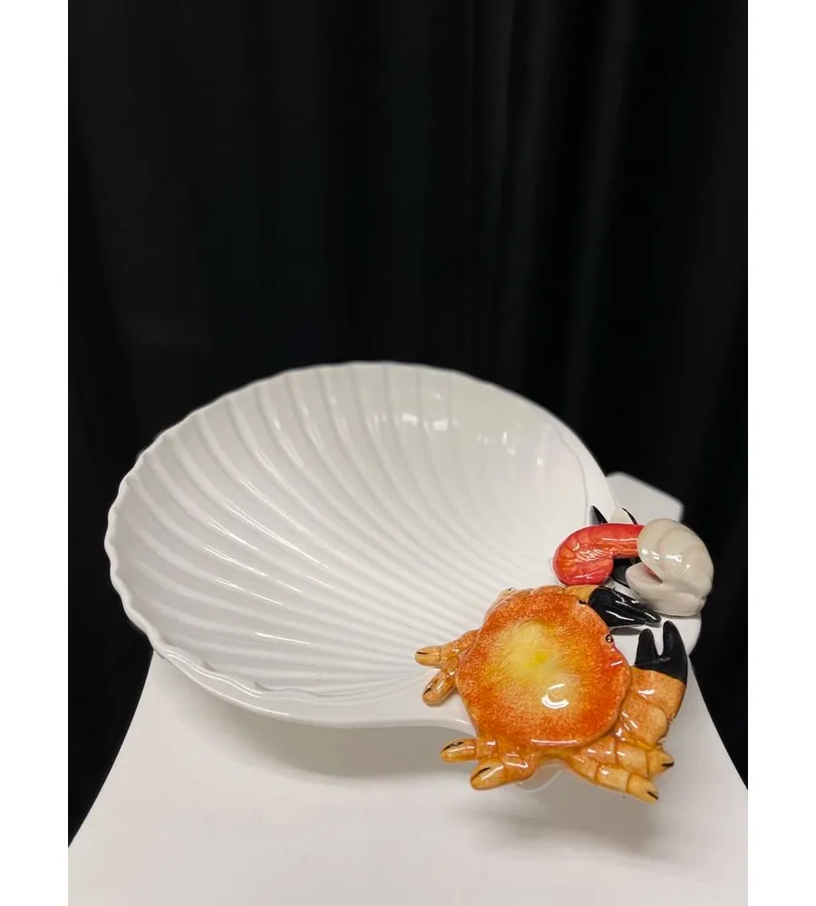 obrazek 1 Duża miska w formie przegrzebka zdobiona owocami morza - Le Ceramiche