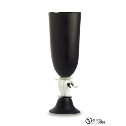 Zdjęcie Modernistyczny satynowy wazon ze słoniem z dmuchanego szkła Murano