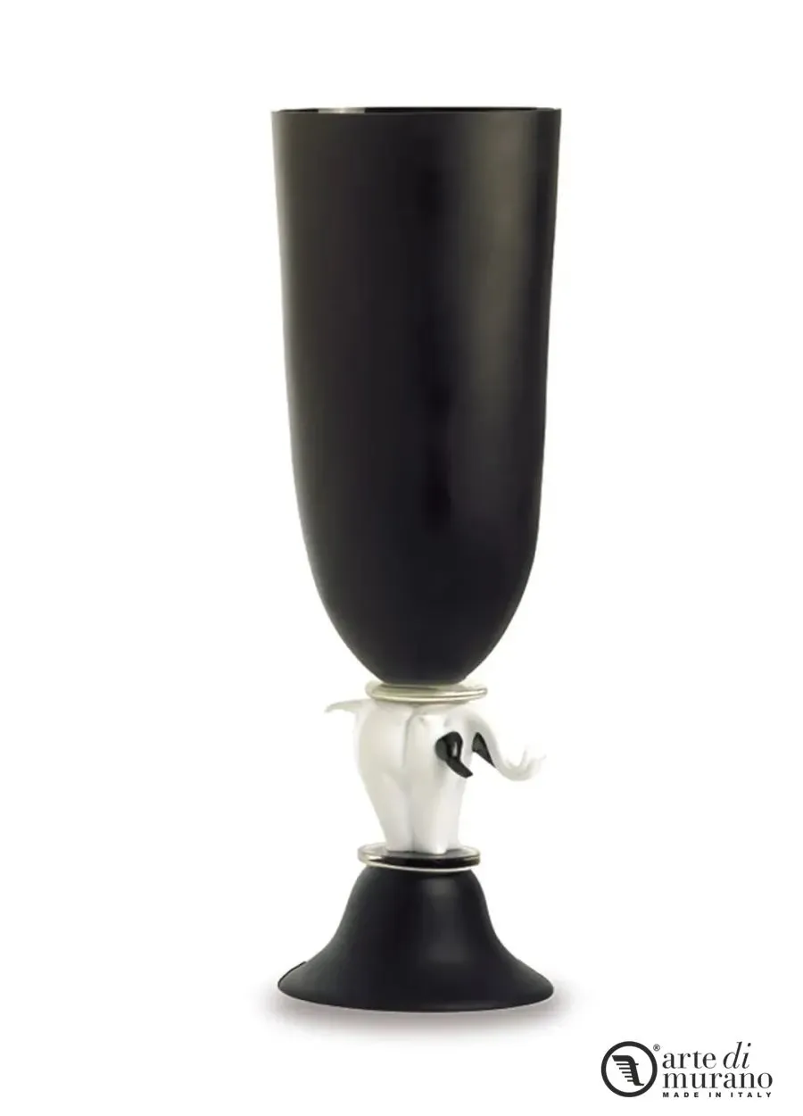 obrazek 1 Modernistyczny satynowy wazon ze słoniem z dmuchanego szkła Murano