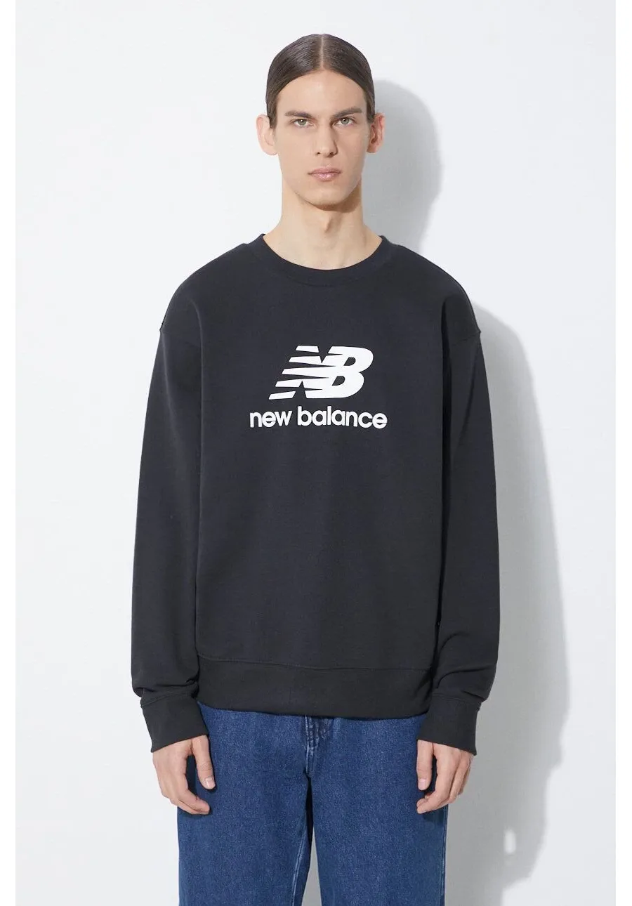 obrazek 1 New Balance bluza Stacked Logo French męska kolor czarny z nadrukiem MT41500BK