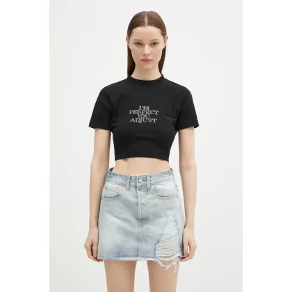 Zdjęcie VETEMENTS t-shirt I'M Perfect You Adjust Cropped Fitted damski kolor czarny WA66TR740B