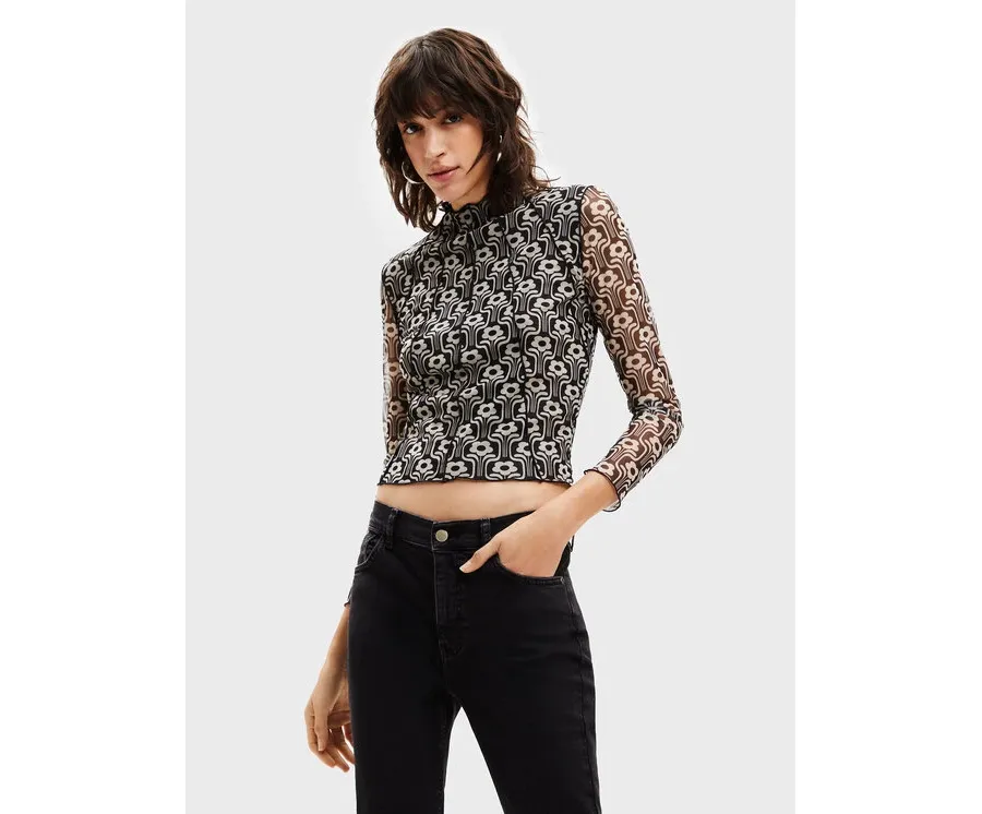 obrazek 1 Desigual Bluzka Karen 22WWTKA4 Czarny Slim Fit