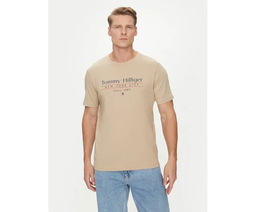 obrazek 1 Tommy Hilfiger T-Shirt Center Stack MW0MW38621 Beżowy Regular Fit