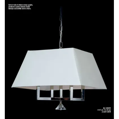 Zdjęcie Wyjątkowy żyrandol z mosiądzu z kryształowym elementem i kloszem z tkaniny - Il Paralume Marina