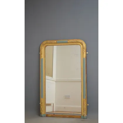 Zdjęcie Eleganckie XIX-wieczne malowane i złocone lustro - antyk