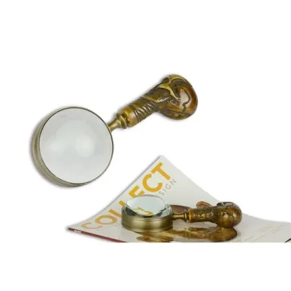 Picture A magnifying glass with a handle decorated with a skull