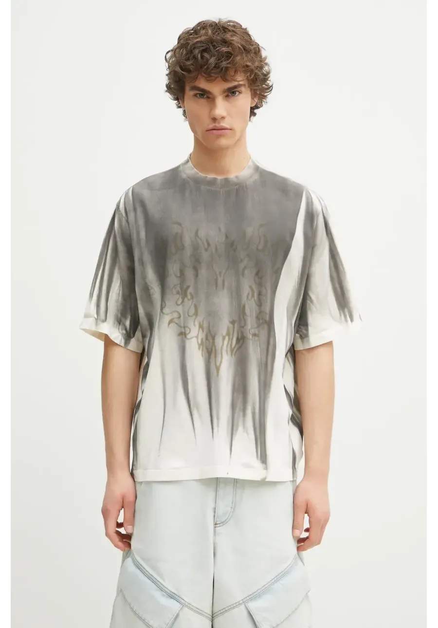 obrazek 1 Marcelo Burlon t-shirt bawełniany Fire Heart Spray Boxy T-Shirt Ecru Mediu męski kolor beżowy wzorzysty CMAA05AS25JER0096F06