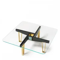 Picture Square coffee table made of lacquered wood H.45xL.120xP.120 cm