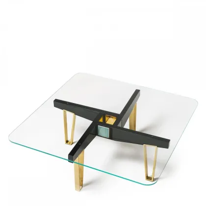 Zdjęcie Kwadratowy stolik kawowy z lakierowanego drewna H.45xL.120xP.120 cm