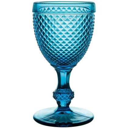 Zdjęcie Piękny klasyczny zestaw czterech niebieskich kielichów do czerwonego wina z bogatym zdobieniem - Vista Alegre