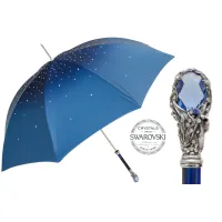 Picture Stylish blue women's umbrella with a beautiful decorated handle with a Pasotti gem