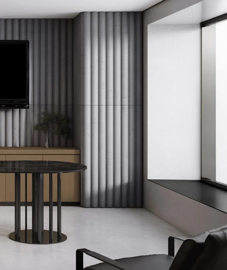obrazek 1 135x49,8 cm VT - PB61 (CL01 ceglasty) LAMEL OBŁY - Panel dekor 3D beton architektoniczny