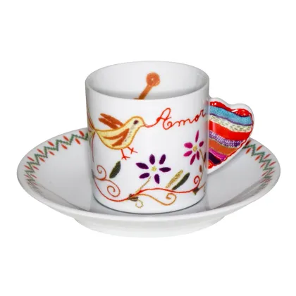 Picture Coffee cup and saucer made of porcelain from the Vila Verde collection - 4 pieces - Vista Alegre