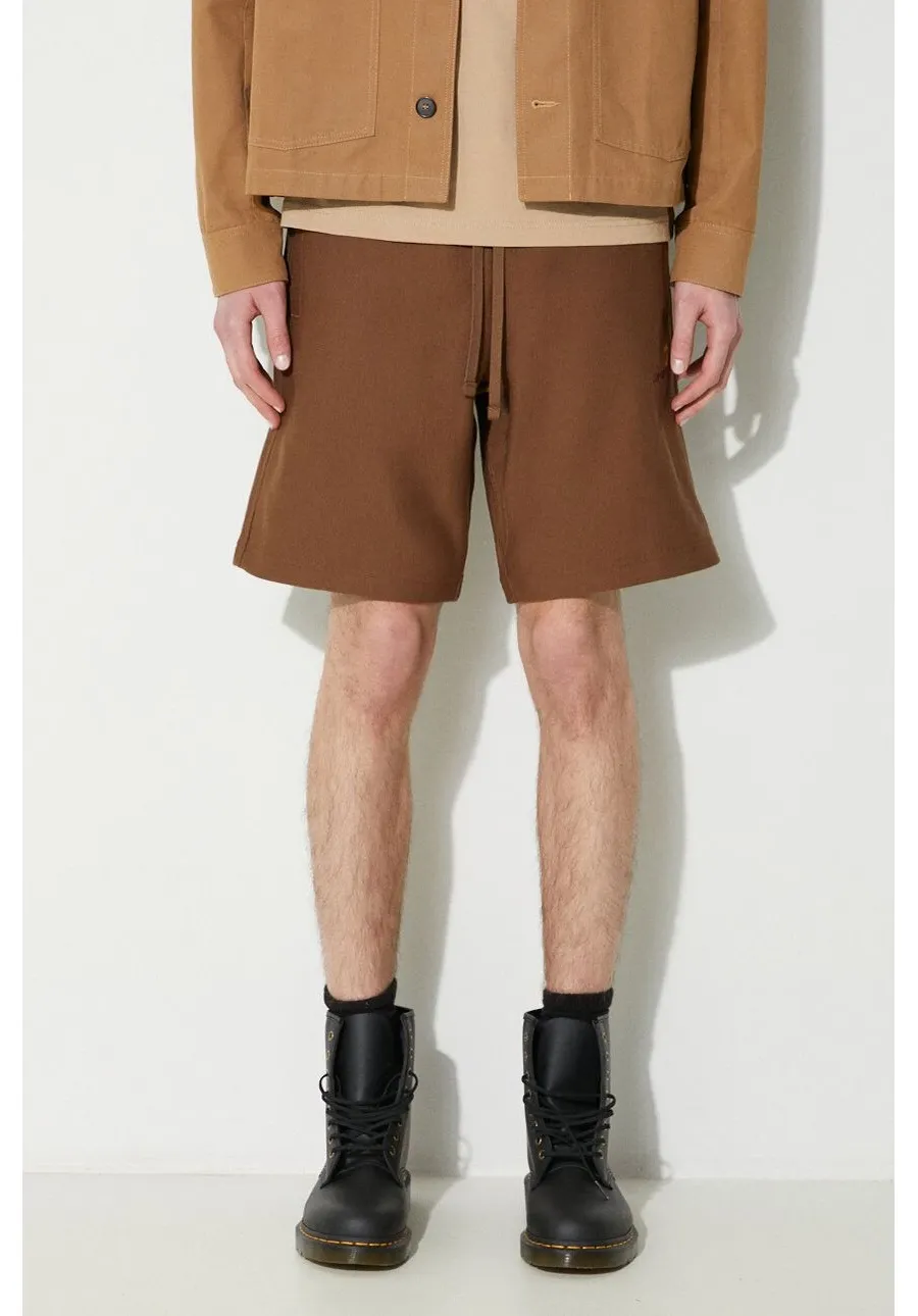 obrazek 1 Carhartt WIP szorty American Script Sweat Short męskie kolor brązowy I031685.1ZDXX