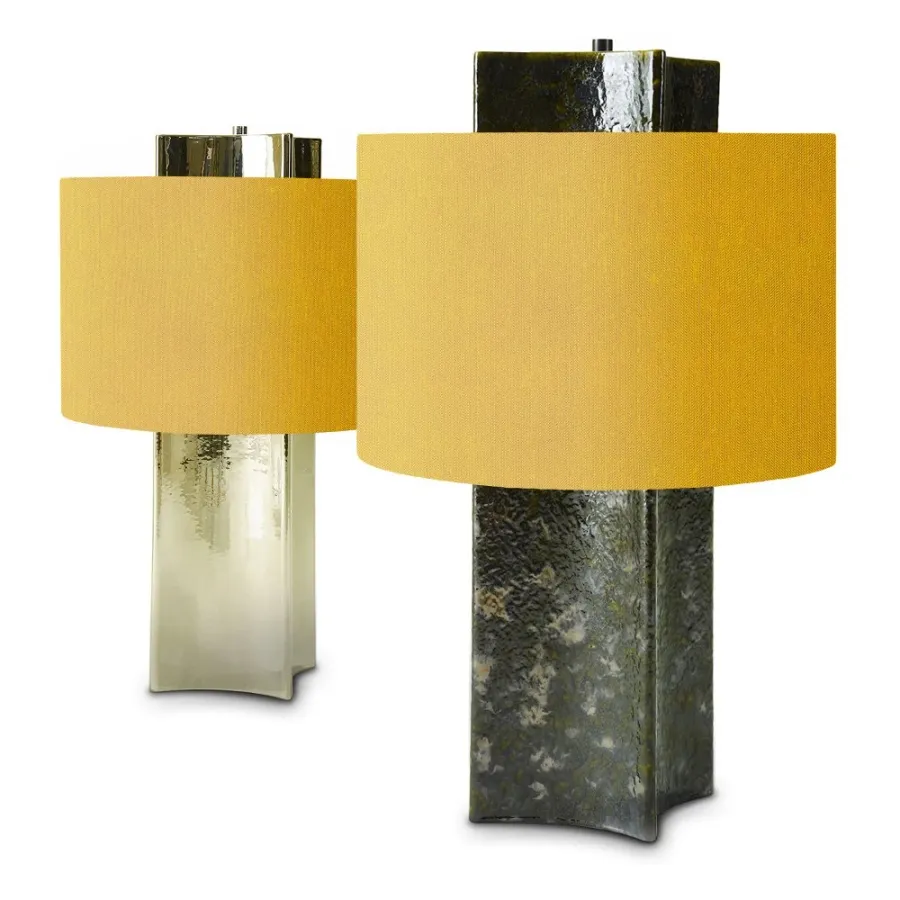 obrazek 3 Ceramiczna lampa stołowa z abażurem z tkaniny H.73xL.45xP.45 cm