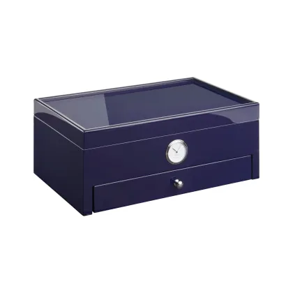 Picture Beautiful navy blue cigar humidor made of cedar