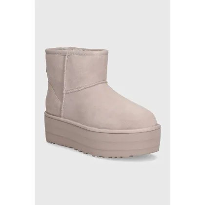 Zdjęcie UGG śniegowce zamszowe Classic Mini Platform kolor fioletowy 1134991-PSK