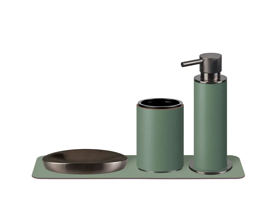 obrazek 2 Skórzany uchwyt na kubek Ø7xH10,5 cm w wyjątkowym kolorze liści eukaliptusa