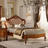 Picture Beautiful baroque bed with headboard and footstool from Italy