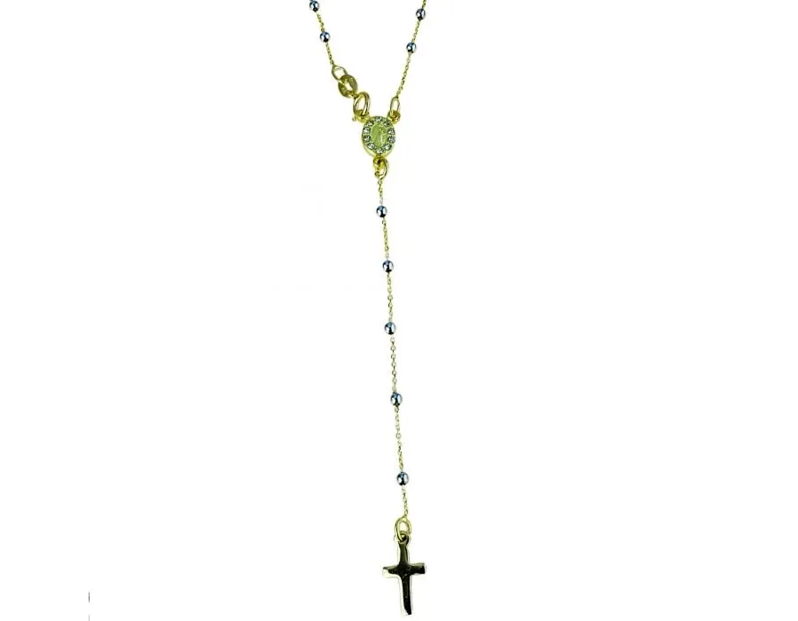 obrazek 1 Włoski łańcuszek różaniec 45 cm z błyszczącymi ziarenkami