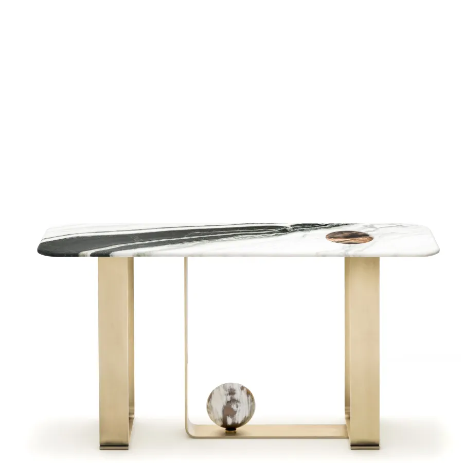 picture 1 Exclusive rectangular console table with a satin marble top - Arcahorn
