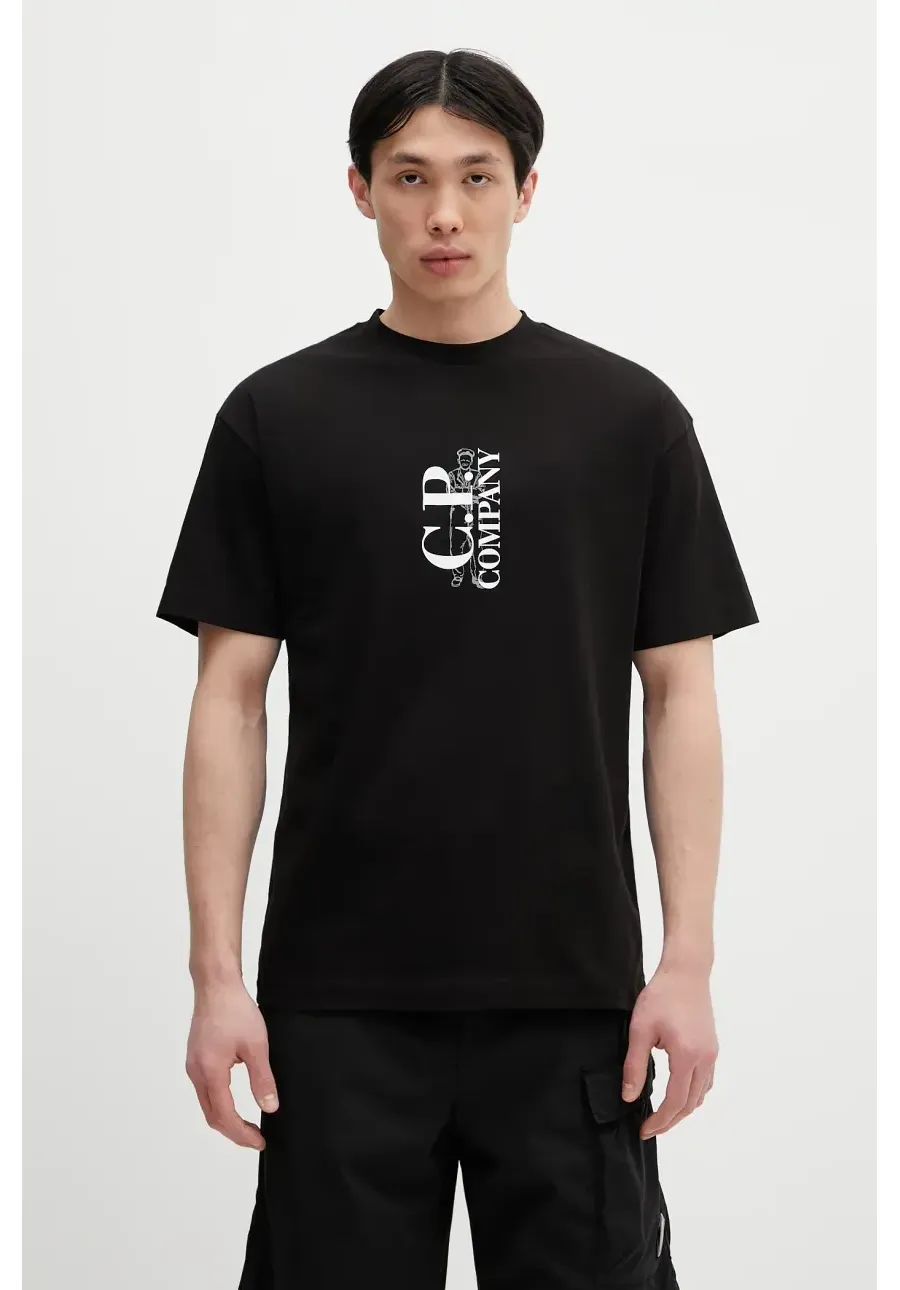 obrazek 1 C.P. Company t-shirt bawełniany męski kolor czarny z nadrukiem 18CMTS177A005100W