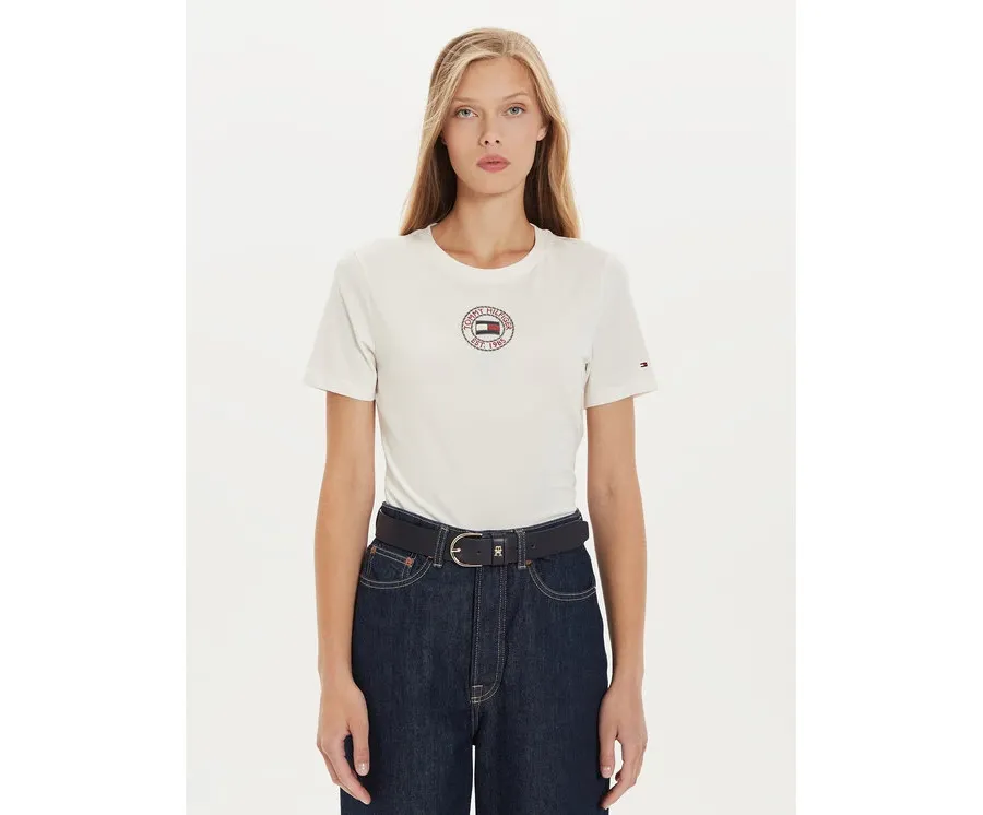 obrazek 1 Tommy Hilfiger T-Shirt Nautical Graphic WW0WW43652 Biały Slim Fit