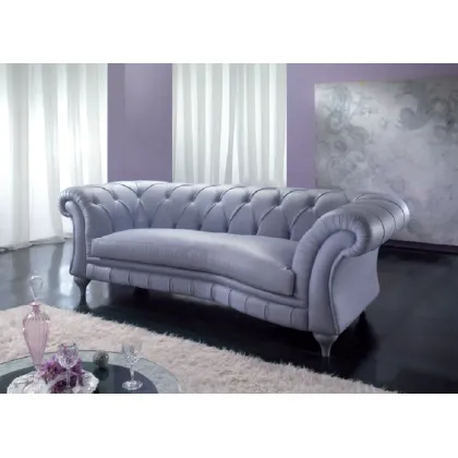 Zdjęcie Luksusowa, skórzana sofa 2-osobowa do salonu chesterfield