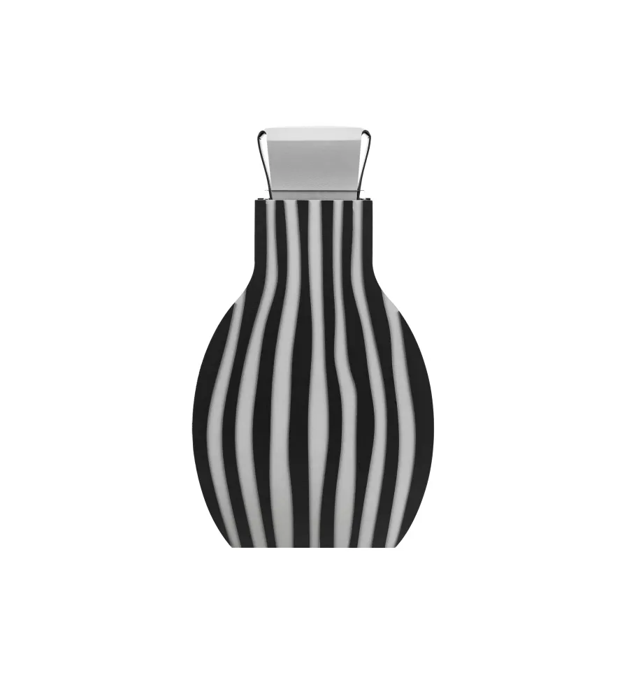 obrazek 1 Wazon Otto 9x24xH44 cm ze skóry w szaro-czarne pionowe pasy