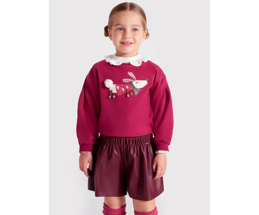 obrazek 1 Mayoral Szorty z imitacji skóry 4950 Bordowy Relaxed Fit