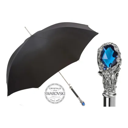 Picture Beautiful stylish black men's umbrella with a jeweled handle - Pasotti