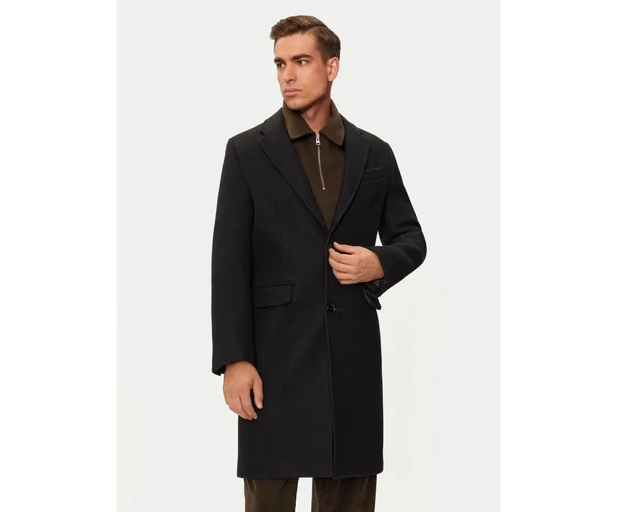 obrazek 1 AMI PARIS Płaszcz wełniany HCO010.WV0049 Czarny Regular Fit