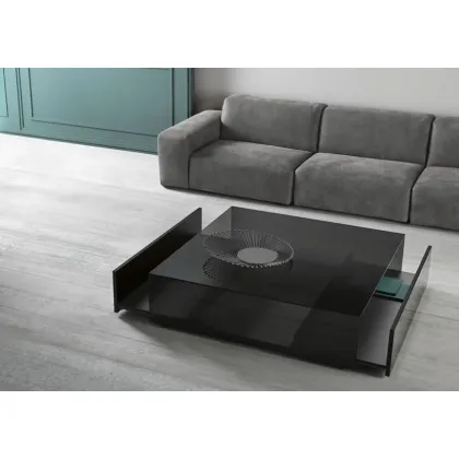 Zdjęcie Szklany stolik z czarnymi szufladami - Tonelli Design