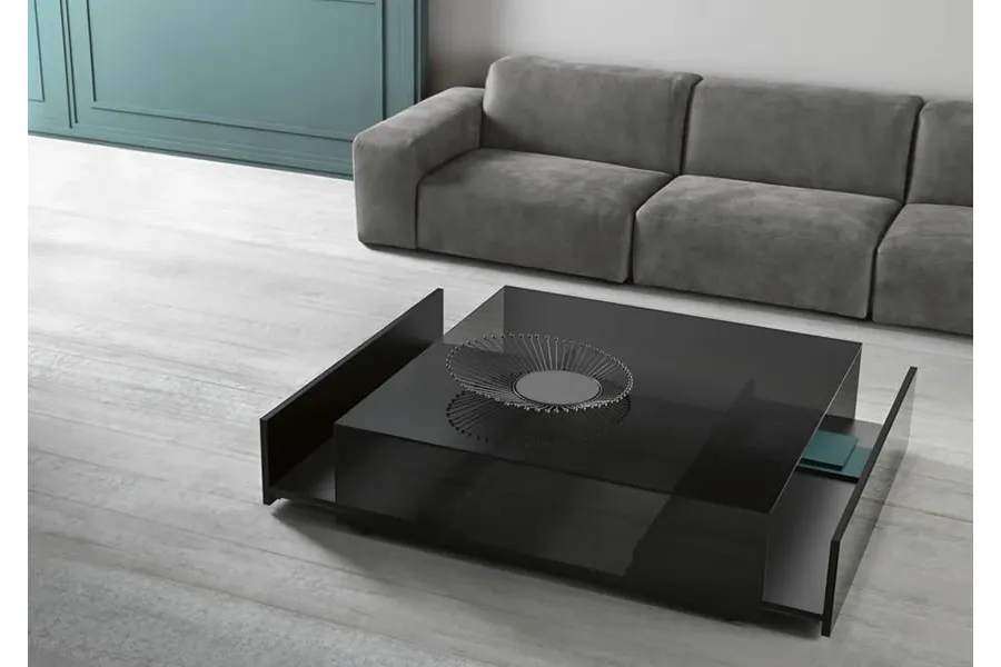 obrazek 1 Szklany stolik z czarnymi szufladami - Tonelli Design