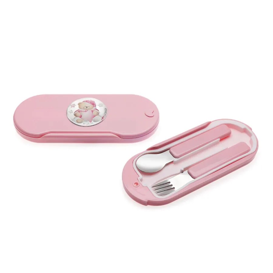 obrazek 1 Ekskluzywny różowy zestaw do jedzenia „Miś”