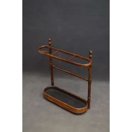 Zdjęcie Stojak z giętego drewna na laski lub na parasole z początku XX wieku - antyk