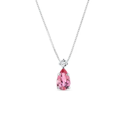 Zdjęcie Naszyjnik z białego złota z różowym szafirem KLENOTA